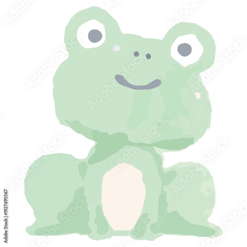 幼稚園・保育園向け 6月のやさしい水彩挿絵イラストシリーズ｜カエル / June Watercolor Frog Illustration for Kindergarten & Nursery