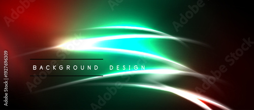 Abstract vibrant background. Smooth gradients blend red, green, yellow hues. Bright lines create dynamic visual effect. Modern design element.