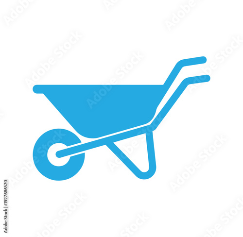 blue wheelbarrow icon with one wheel and two handles