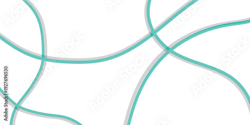 Abstract background with intersecting teal and grey curved lines on a white surface, creating a modern minimalist design.