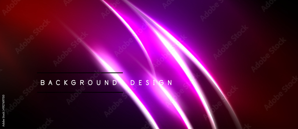 Fototapeta premium Abstract background features vibrant purple, pink lines. Dark edges frame glowing central design. Modern, dynamic visual presentation.