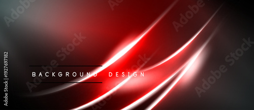 Abstract red design. Smooth lines create dynamic flow. Dark background enhances bright illumination, modern aesthetic.