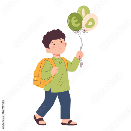 Muslim Family Eid Homecoming Illustration