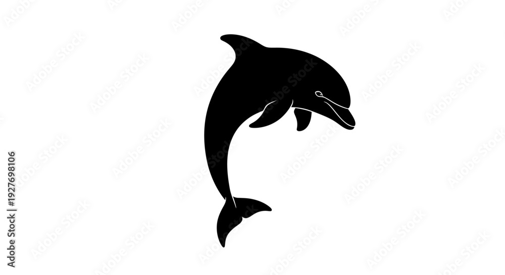 Fototapeta premium Jumping dolphin silhouette isolated on white