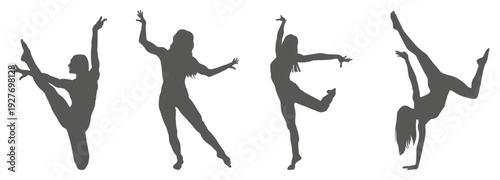 Dance performance silhouette collection set. Dancer silhouette collection.