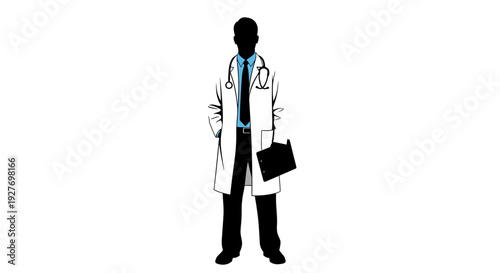 Medical professional silhouette isolated on white background vector illustration for healthcare and medical concepts