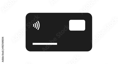 Black Credit Card with Contactless Payment Symbol.