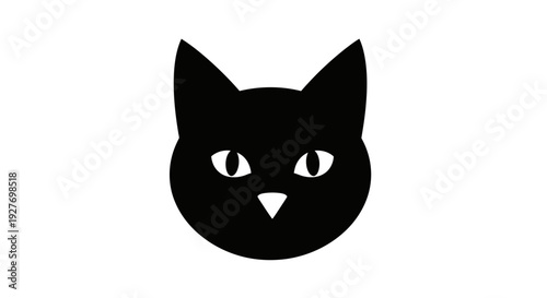 Black Cat Face Illustration Simple Design.