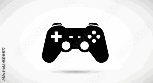Black Game Controller on White Background.