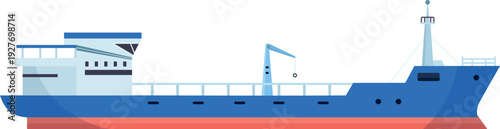 Tanker side view. Cargo ship color icon