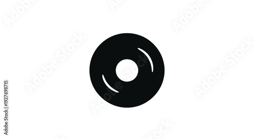 Black Vinyl Record with Center Hole.