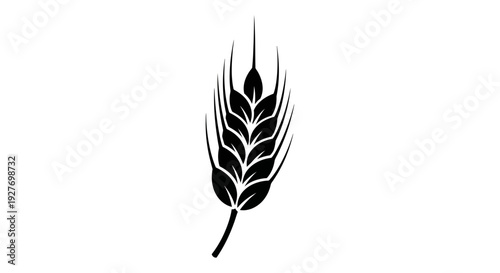 Black Wheat Ears Silhouette Illustration Isolated.