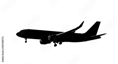 Commercial Airplane in Flight Silhouette.