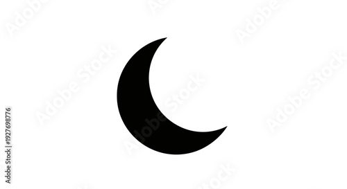 Crescent Moon Shape Black Silhouette Icon.