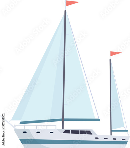 Sailing ship color icon. Regatta race boat