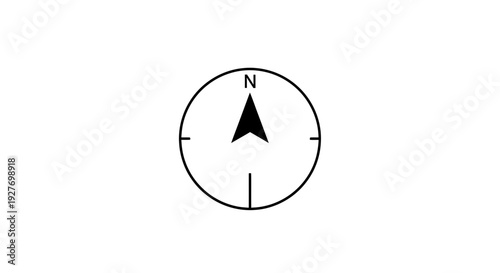 Simple Black Compass on White Background.