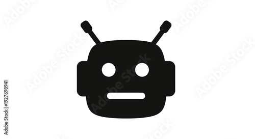 Simple Robot Icon with Antennae and Eyes.