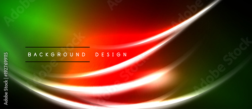 Vibrant abstract background. Smooth curves blend green, red, black. Modern design element for digital projects.