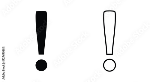 Two contrasting exclamation point symbols filled and outlined versions