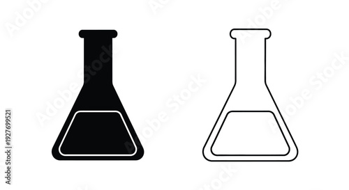 Two erlenmeyer flasks one black one white side by side