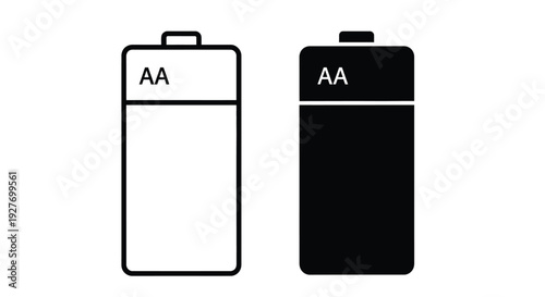 Two aa batteries one full and one empty shown in outline