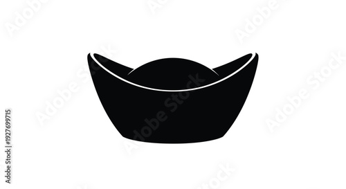 Simple black silhouette of a traditional chinese coin ingot