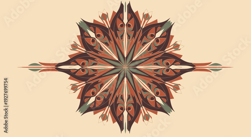 Intricate symmetrical floral pattern with ornate details.