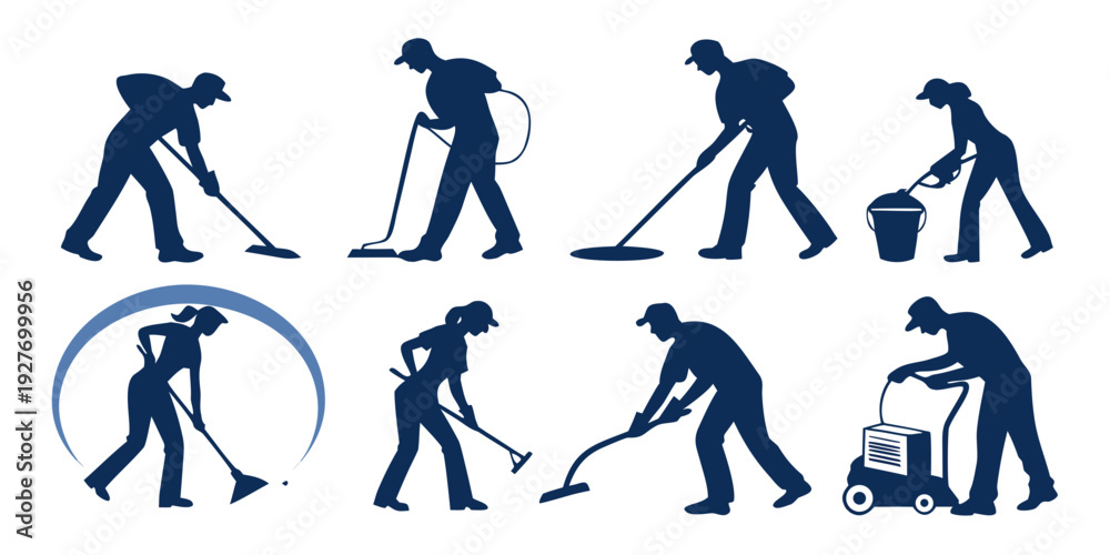 Fototapeta premium A sequence of silhouettes depicting various stages of a person skiing down a slope Vector