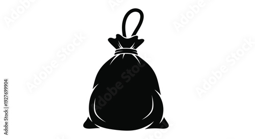Simple black silhouette of a drawstring bag or pouch