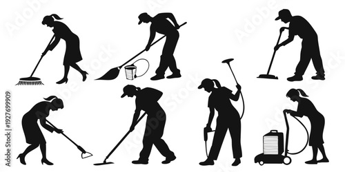 Illustration of various yoga poses performed by different figures Vector