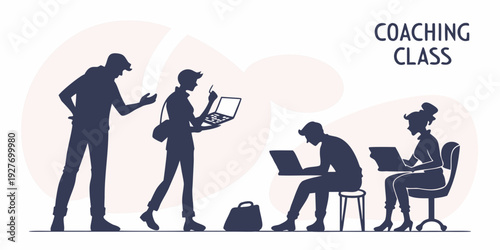 Students participating in a virtual coaching class during the pandemic Vector