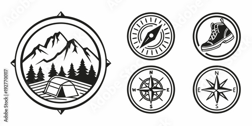 A collection of icons representing various natural and recreational activities Vector