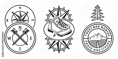 Three intricate and unique coat of arms designs with elaborate patterns and symbols. Vector