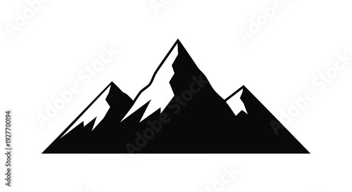 Minimalist black silhouette of jagged mountain peaks against a white background