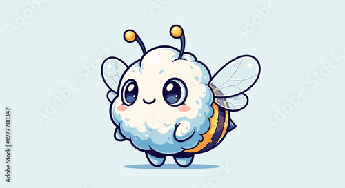Adorable Cartoon Bee Character with Yellow and Black Stripes.