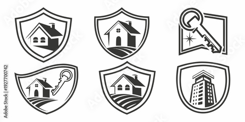 A collection of various badges and emblems with distinct symbols and designs Vector