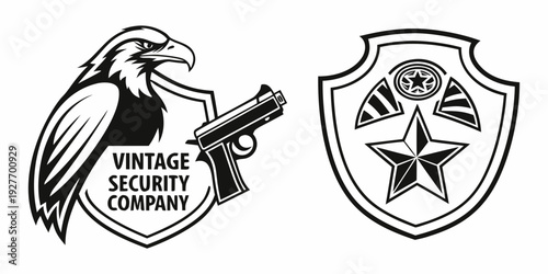 Two badges representing the wildlife conservation and law enforcement agency Vector