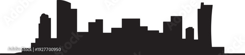 Detailed architectural city skyline silhouette with diverse building heights vector graphics