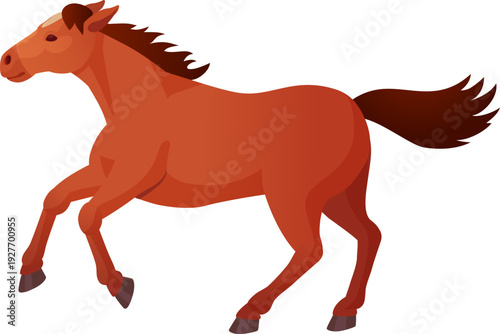 Running horse cartoon icon. Fast racing animal