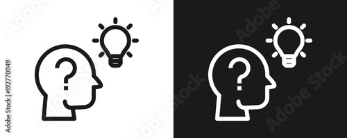 Curiosity Icon Set Outline In White And Black Background