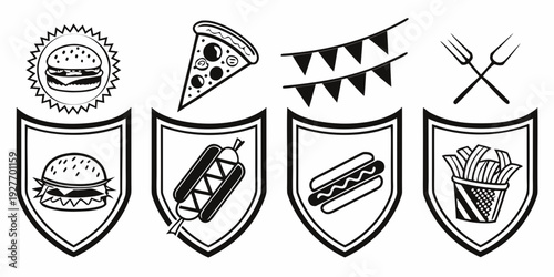 Collection of various shields with symbols and emblems representing different meanings Vector