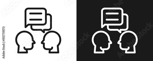 Dialog Icon Set Outline In White And Black Background