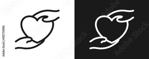 Kindness Icon Set Outline In White And Black Background