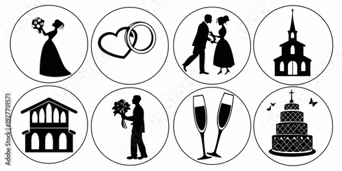 Icons representing various aspects of society and community life Vector