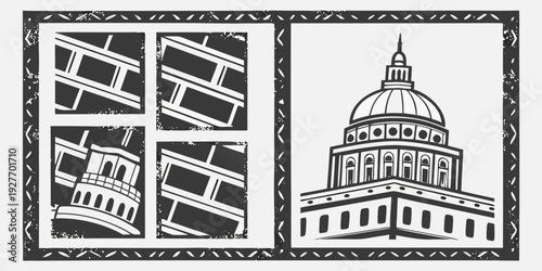 A collection of diverse architectural structures showcasing various design elements and styles Vector