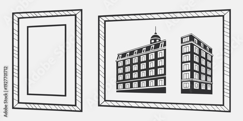 A comparison between a blank canvas and a city skyline with buildings of varying heights Vector