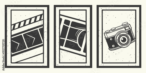 Three smartphones displaying different applications and media content Vector