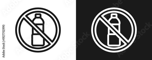 No Plastic Icon Set Outline In White And Black Background