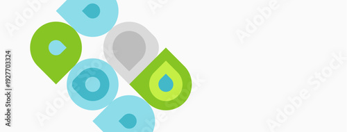 Colorful overlapping letterforms spell pod. Design features light blue, green, gray hues. Minimalist aesthetic, clean lines present.