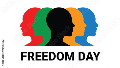 Freedom Day Concept Illustration With Colorful Human Profile Silhouettes Symbolizing Diversity Unity Equality And Social Justice Celebration